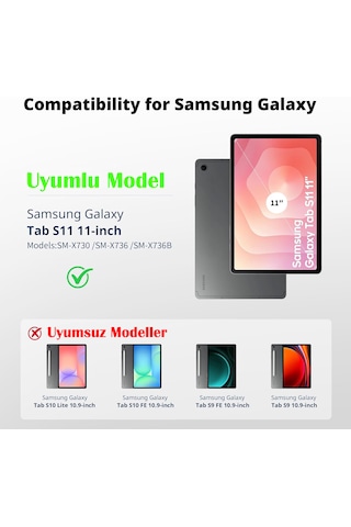 Samsung Galaxy Uyumlu Tab S11 11 İnç 2025 Kılıf Smart Uyku Modlu S Pen Kalem Bölmeli Standlı Arkası Renkli Kapak Sm-x730 X736 X736b Kapaklı Kılıf