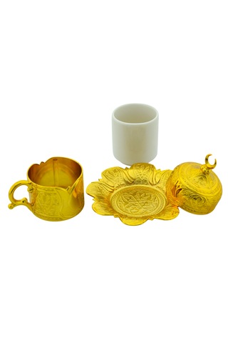 Lalezar 6 Kişilik 24 Parça Altın Renkli Türk Kahvesi Fincan Seti