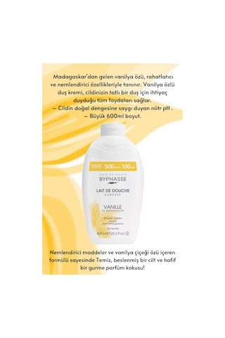 Byphasse Caresse Vanilya Çiçeği Özlü Kremli Duş Jeli 600 ML