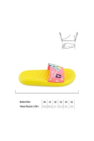 Gezer Yazlık  Eva Islak Zemine Uygun Banyo Havuz Kız Çocuk Plaj Terlik Sarı
