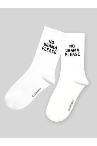 No Drama Please Yazılı Unisex Beyaz Tenis Spor Çorap Beyaz