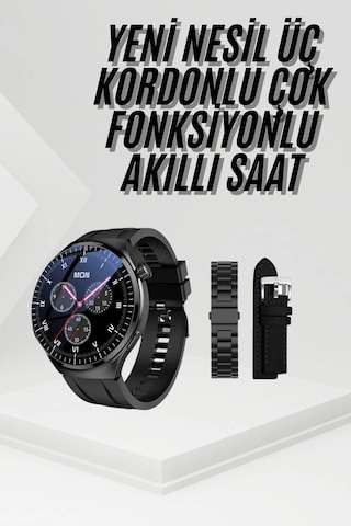 Amoled Ekran Metal Deri Silikon Kordonlu Uyku Ve Sağlık Takibi