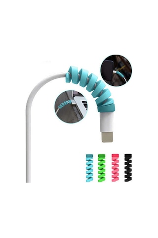 Micro Usb - Type C - İphone Lightning Kablo Spiral Kablo Koruyucu 1 Adet - Beyaz