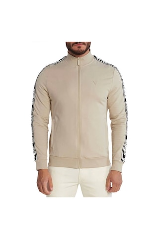 Guess Erkek Full Fermuarlı New Arlo Sweatshirt Bej