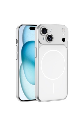 Zore Apple iPhone Uyumlu 14 Kılıf Omsy M-safe Şarj Özellikli Kamera Korumalı Spark Kapak - Gümüş