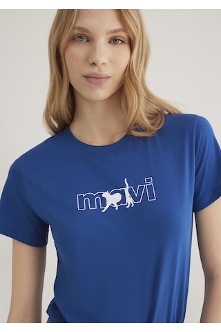Mavi - Mavi Kedi Logo Baskılı Mavi Tişört 1611478-32213 Mavi