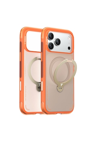 Torras Apple iPhone Uyumlu 17 Pro Max O Stand Spin Air Serisi Magsafe Kılıf Turuncu