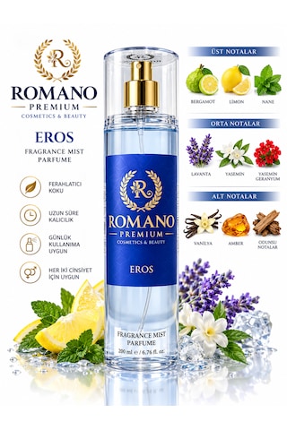 Eros Vücut Spreyi 200 Ml Kalıcı Parfüm Esanslı Unisex Kullanım Gün Boyu Tazelen