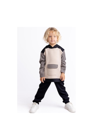 Oliventhekid Siyah Üç Renkli Modal Unisex Çocuk Takım Siyah