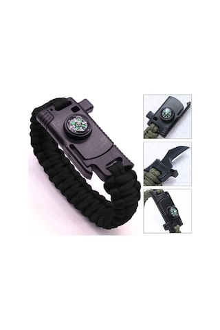 9595 Pusulalı & Bıçaklı Paracord Bileklik Siyah 9595 Pusulalı & Bıçaklı Paracord Bileklik Siyah