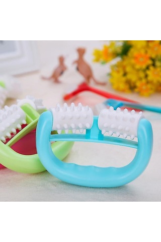 Maiyame Mavi Vücut Masaj Aleti, Dişli Abs/pp/tpe Makyajlı Roller, Kas Kan Akışını Artırır, Stresi Azaltır, Sağlığı Destekler 13.5x8.5cm Mavi