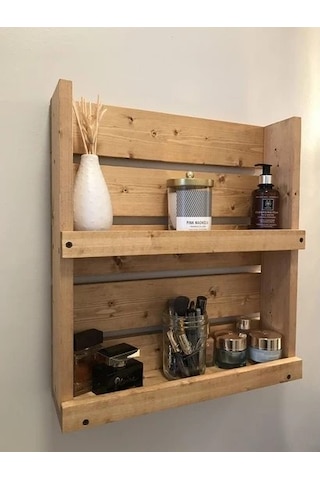 Ağaç Atölyesi – Ahşap Banyo Tereği/Dolabı Natürel