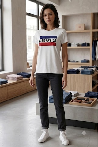 Levi's Saf Pamuk Kadın Beyaz Yuvarlak Yaka Tişört