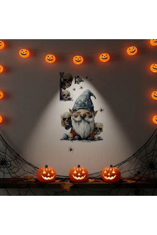 Gotik Cüce Ve Kafatası Halloween Duvar Sticker Seti