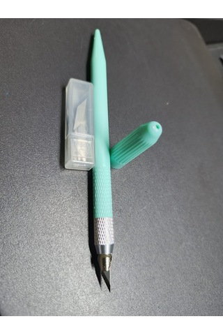 Kretuar Seti 0,4mm 30derece Kesik Uçlu Kolay Kavranabilir Su Yeşili Renkli Gövde+10 Adet Yedek Uçlu Set