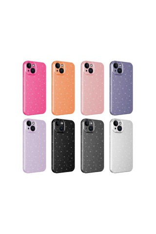 Apple Uyumlu iPhone 14 Kılıf Kamera Korumalı Simli Silikon Üstün Koruma Nourthkingdom Gri
