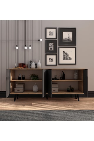 Latina Modern Konsol 180 Cm Safir Meşe - Antrasit