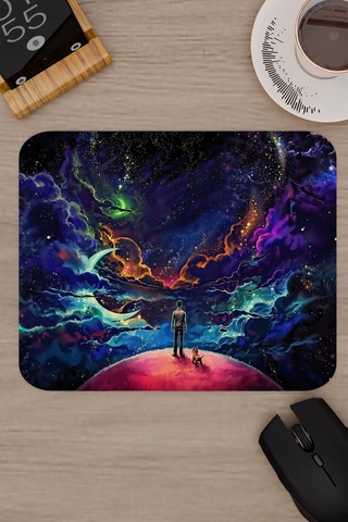 Dijital Evrende Köpek Ve Adam V4 22x18 Gaming Kauçuk Kaymaz Taban Mouse Pad Fare Altlığı