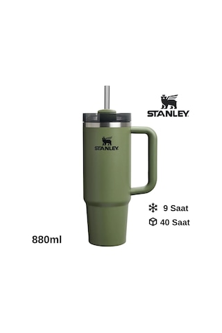 Stanley Quencher H2.0 Flowstate 0.89 L Pipetli Çelik Termos Haki