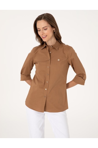 Pierre Cardin Kadın Camel Gömlek Desenli 50313589-vr015 CAMEL