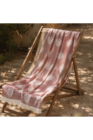 Soft Çilek Desenli Plaj Havlusu - Kırmızı - 70x140 Cm