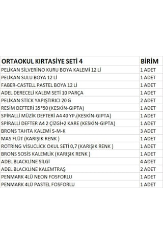 Ortaokul Kırtasiye Seti 4