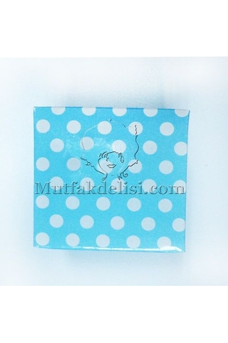 Mavi Beyaz Puantiyeli Asetat Kutu 5.5x5.5x2 Cm 10 Adet