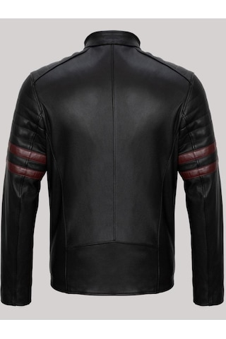 Hakiki Kuzu Derisi Siyah Erkek Deri Mont Dik Yaka Kolları Fermuarlı Deri Ceket Siyah