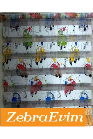 Arabalı Zebra Stor Çocuk Perde