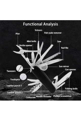 Çok Amaçlı Multitool Kamp Çakı Profesyonel Outdoor & Günlük Kullanım Siyah