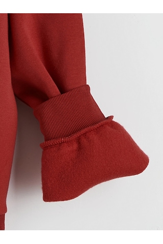 LC Waikiki Lcw Kids Kırmızı Bisiklet Yaka Taşlı Kız Çocuk Kalın Sweatshirt Red