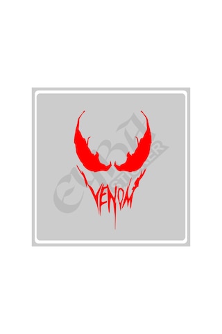 Venom Araba, Motorsiklet, Kask, Laptop,cam Sticker 16x12 Cm Venom Yazılı Kırmızı