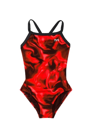Tyr Durafast Elite Girl's Diamondfit Swimsuit - Waveform Kırmızı
