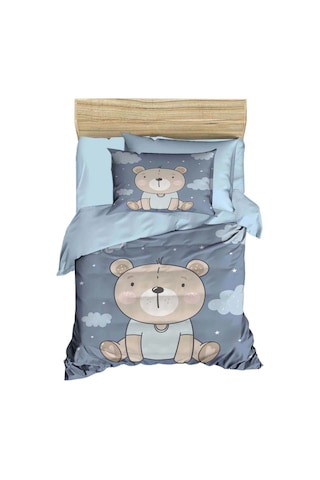 Dijital Baskılı 3d Pamuklu Yenidoğan Bebek Nevresim Takımı Blue Bear Çok Renkli