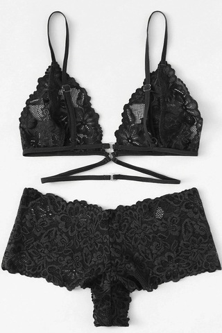 Kadın Siyah Özel Şık Sütyen Külot Takımı Siyah