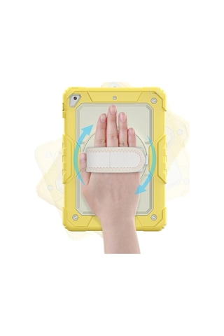 Apple İpad 5 Air 9.7 Kılıf Strap New Tablet Kapak - Sarı Arka Kapak