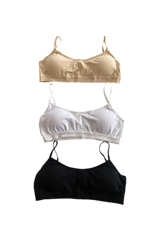 Underwear Bodyway 3'lü Ip Askılı Petli Kadın Büstiyer Beyaz - Ten Rengi - Siyah