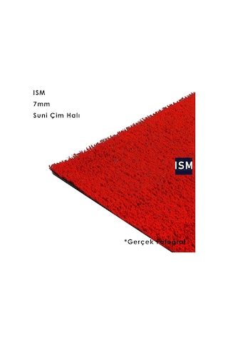 Ism - Suni Yapay Çim Balkon Halı - 7Mm - Kırmızı Renk