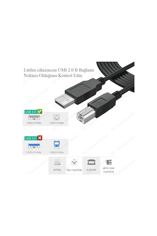 BK Teknoloji 5 Metre Usb Yazıcı Kablosu Hp- Canon-Brother Printer Kablo