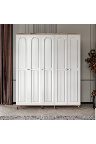 Bohem 5 Kapaklı Komple Mdf Gardırop - Elbise Dolabı