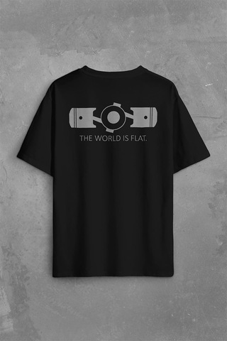 The World Is Flat Dünya Düzdür Speed Track Race Sırt Ön Baskılı Oversize Tişört Unisex T-shirt 001