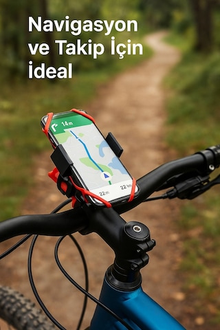 Lastikli 360 Dönebilen Bisiklet Telefon Tutucu Tüm Modellerle Uyumlu, Gidon Montajlı Diğer