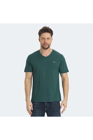 Slazenger KRAKKER Erkek V Yaka Yeşil Tişört