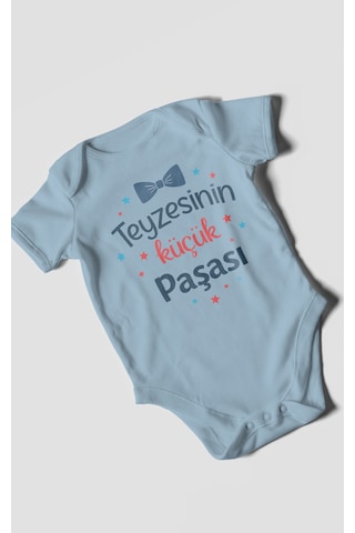 Morivokids Teyzesinin Küçük Paşası Kısa Kollu Bebek Body Bebe Mavisi