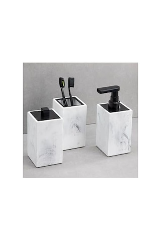 Diş Fırçalığı Mermer Deseni/siyah Renk 128x73x73 Mm Diğer