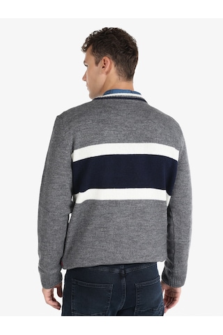 Colin's Colins Regular Fit Baskılı Hooded Gri Erkek Kazak Cl1065913 Gri Melanj