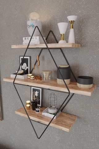 Bino Black Büyük Boy Prizma Duvar Mutfak Banyo Rafı Kitaplık