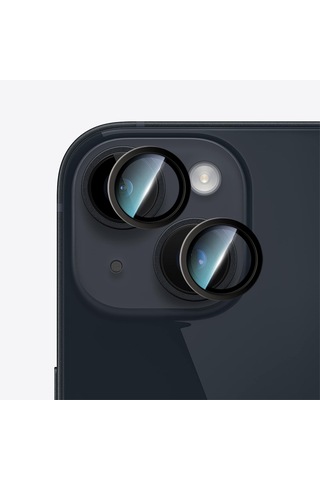 Apple Uyumlu iPhone 14 Caseworld Alloy Serisi Oleofobik Anti Reflective Kamera Lens Koruyucu Siyah