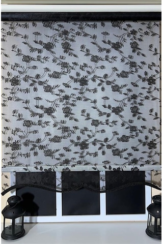 Storburada Çift Mekanizmalı Siyah Tül Perde Ve Ekru Stor Perde Stb45248-v112 Siyah