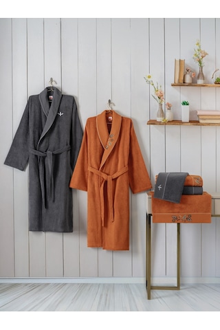 Cotton Box Folk Art Aile Bornoz Seti Dalila Tarçın-antrasit Diğer